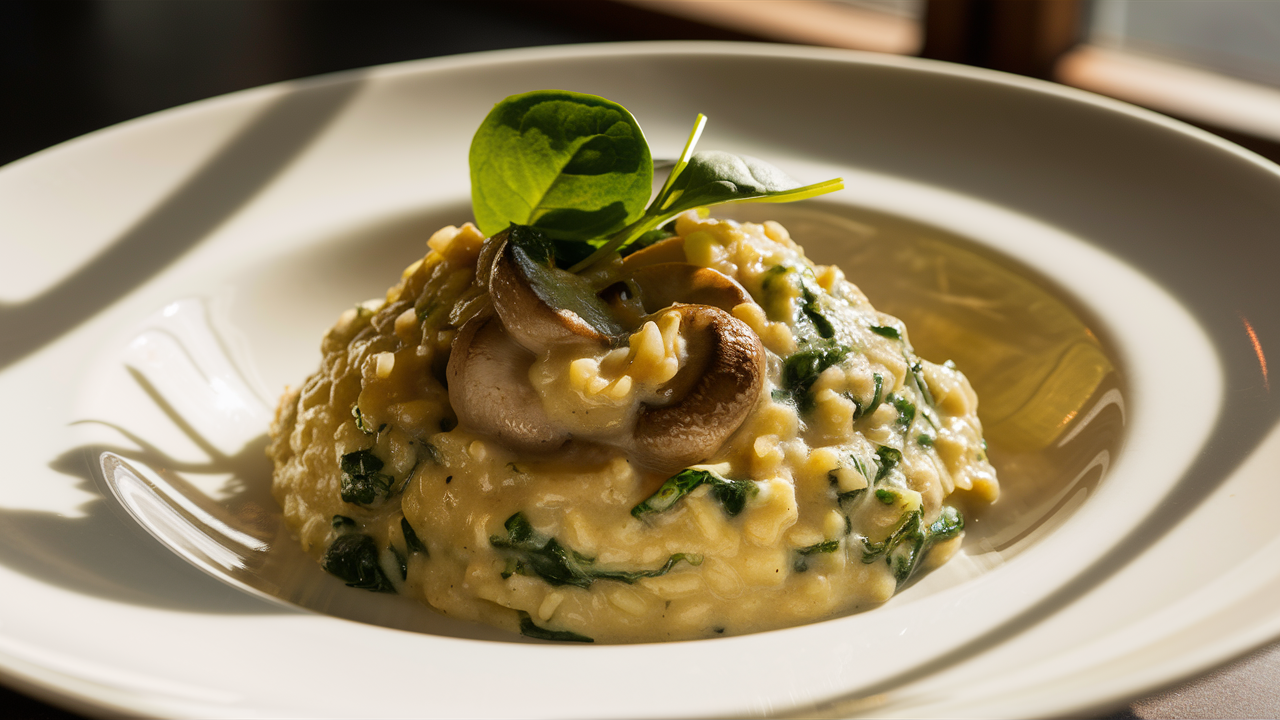 Creamy Mushroom Spinach Risotto