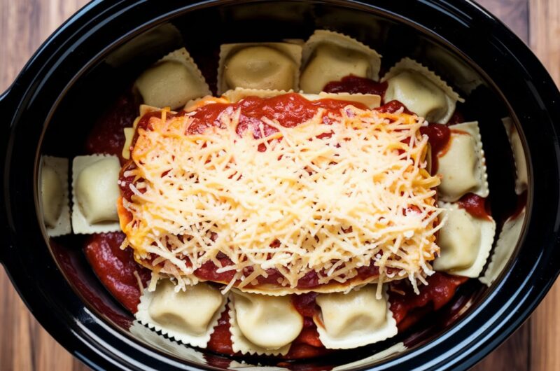 Easy Crockpot Ravioli Lasagna Recipe