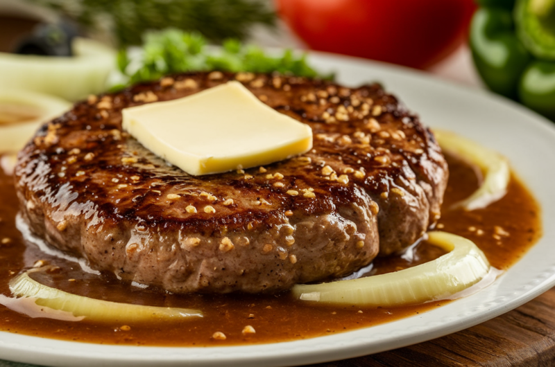 Savory Hamburger Patties in Rich Onion Gravy