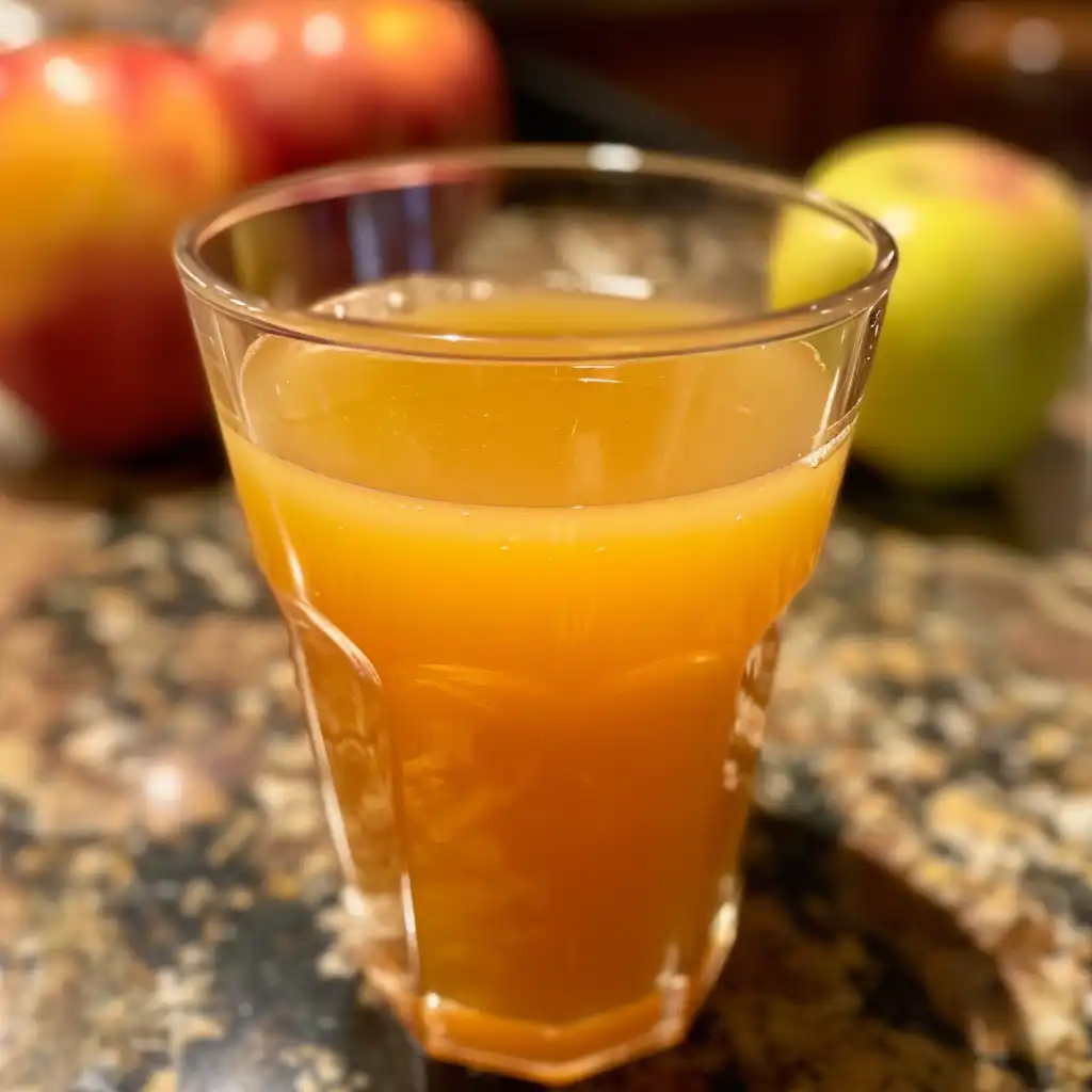 Rustic glass of apple cider vinegar and honey drink for detox and natural weight loss