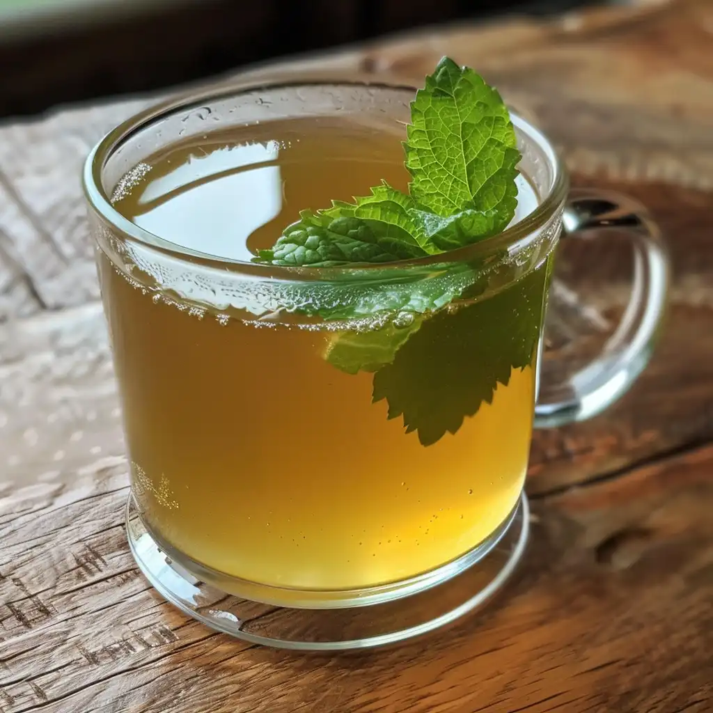 Homemade lemon balm extract in glass jar