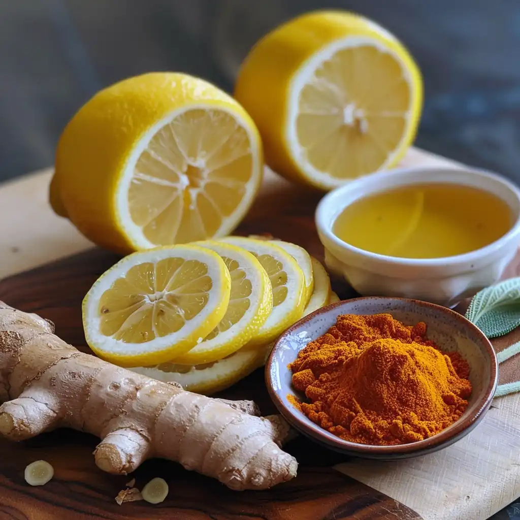 lemon ginger shots variations with turmeric and honey