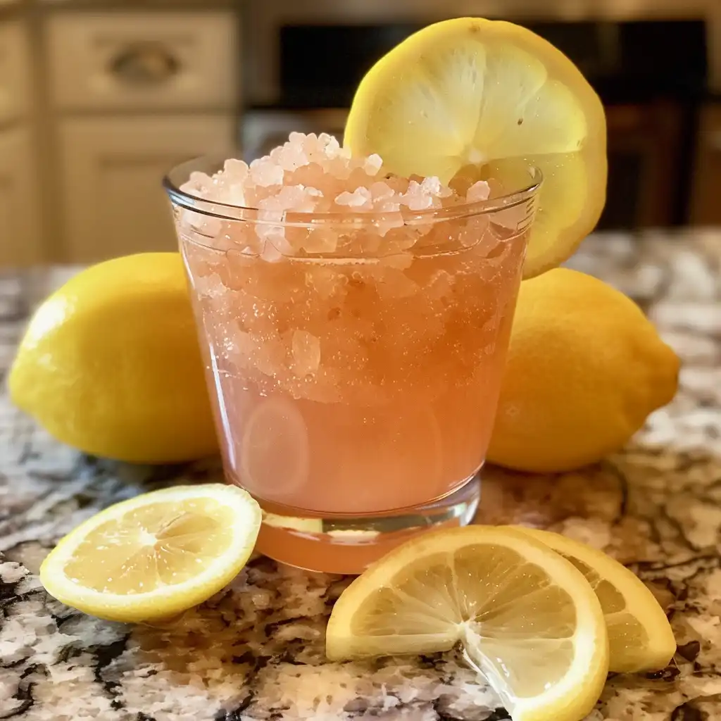 Pink salt trick recipe 4 ingredients printable drink on table